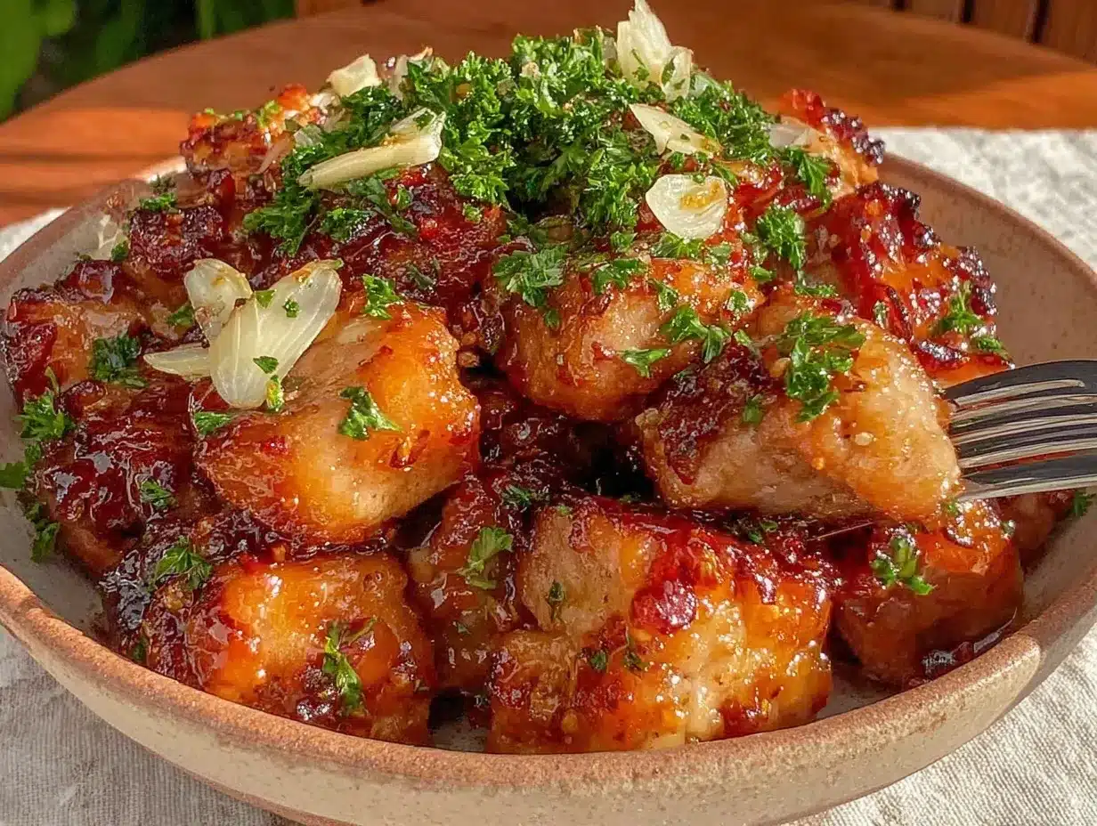 Savory Garlic Pork Bites Recipe Easy Dinner Ready in 25 Minutes 4 savory garlic pork bites preparation steps