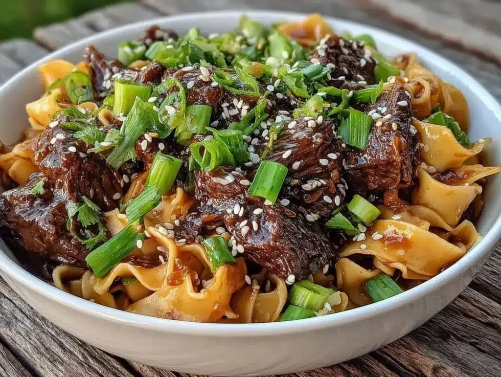savory Korean beef noodles recipe - featured image