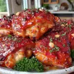 slow cooker honey garlic chicken thighs - featured image