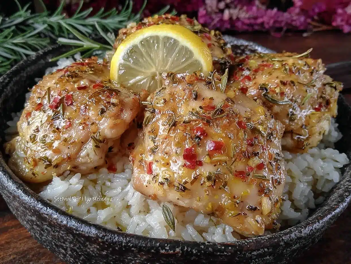 Slow Cooker Lemon Herb Chicken and Rice Easy Whole Food Dinner Recipe 4 slow cooker lemon herb chicken and rice preparation steps