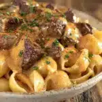 smoky creamy paprika steak shells - featured image