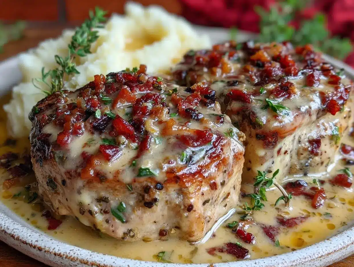 Smothered Boneless Pork Chops Recipe Easy Tender Juicy Garlic Sauce 4 smothered boneless pork chops preparation steps