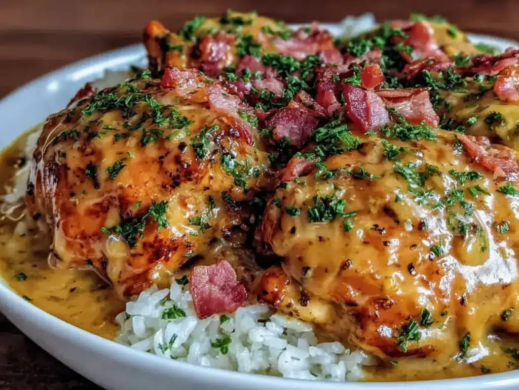 smothered chicken and rice recipe - featured image