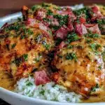 smothered chicken and rice recipe - featured image