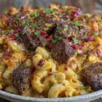 steak pepper jack queso mac - featured image