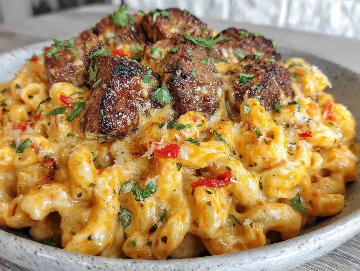 Steak & Pepper Jack Queso Mac Recipe Easy Creamy Comfort in 30 Minutes 4 steak pepper jack queso mac preparation steps