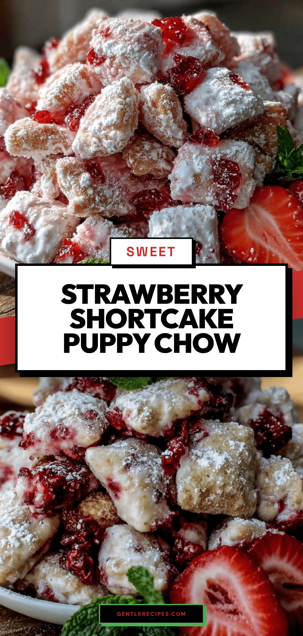 Sweet Strawberry Shortcake Puppy Chow Recipe Easy Crunchy Snack Mix 5 sweet strawberry shortcake puppy chow recipe