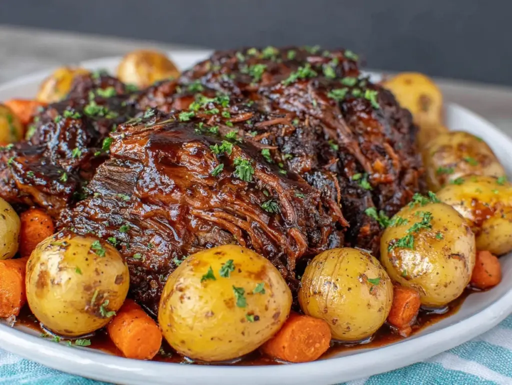 tender crock pot pot roast with gravy - featured image