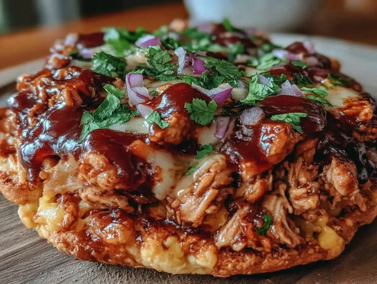 Easy BBQ Chicken Flatbread Recipe with Crispy Edges and Tender Chicken Step by Step 4 BBQ chicken flatbread preparation steps