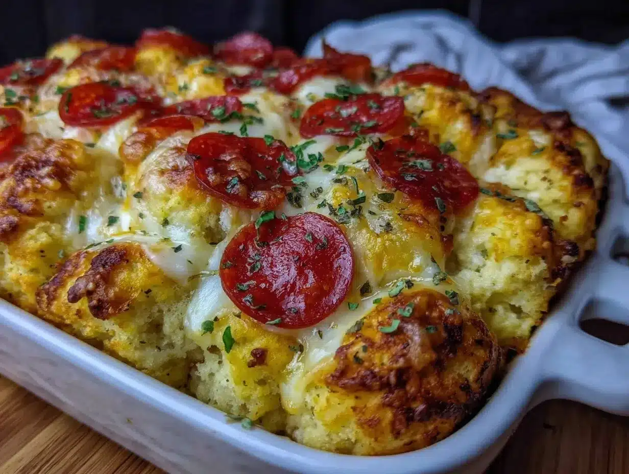 Bubble Up Biscuit Pizza Casserole Easy 5-Step Baked Dinner Recipe 4 Bubble Up Biscuit Pizza Casserole preparation steps
