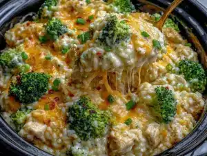 Home 5 cheesy crockpot chicken broccoli rice - featured image