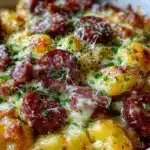 cheesy kielbasa sausage potato casserole - featured image