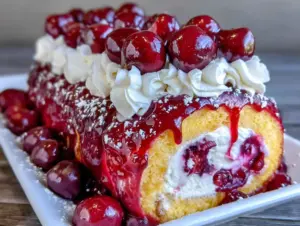 Home 4 cherry cheesecake cake roll - featured image
