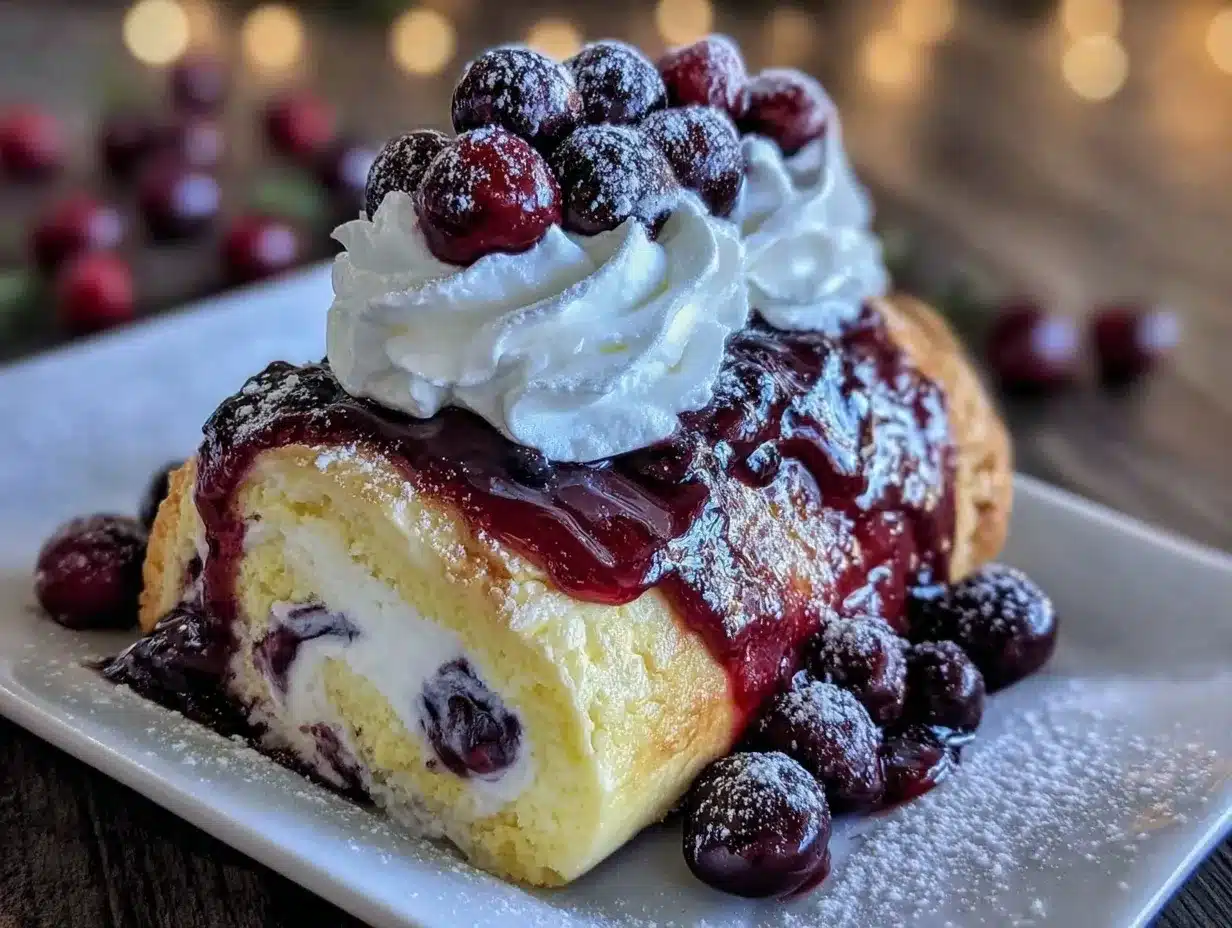 Cherry Cheesecake Cake Roll Recipe Easy Homemade Roll with Velvety Filling 4 cherry cheesecake cake roll preparation steps