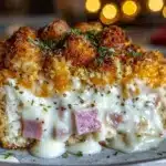 chicken cordon bleu casserole - featured image