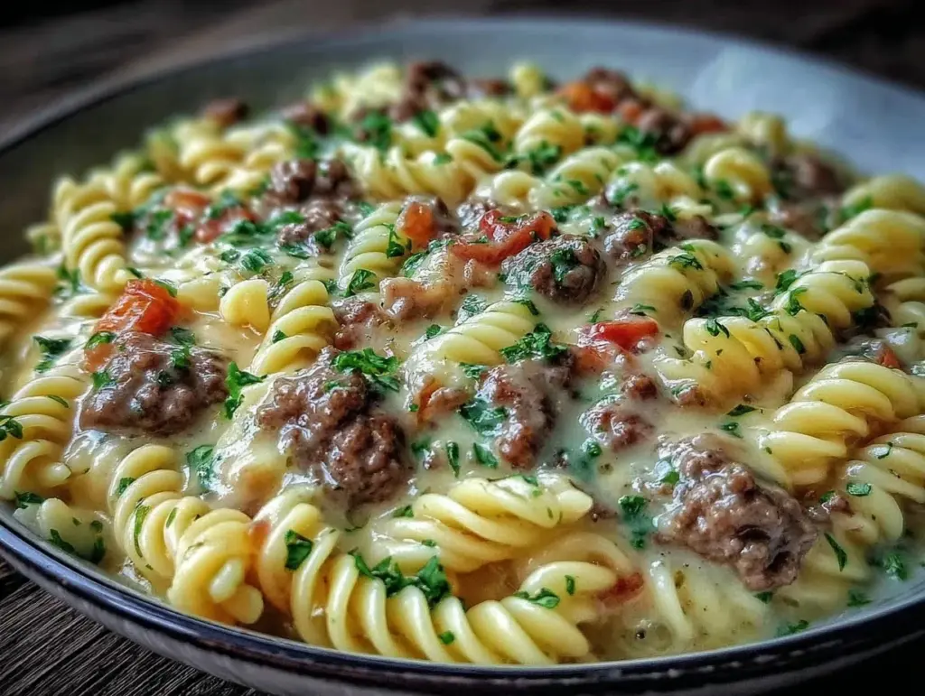 creamy beef pasta recipe - featured image