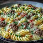 creamy beef pasta recipe - featured image