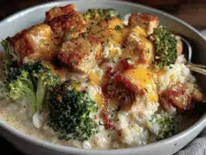 Home 6 creamy crockpot broccoli cheddar chicken and rice - featured image