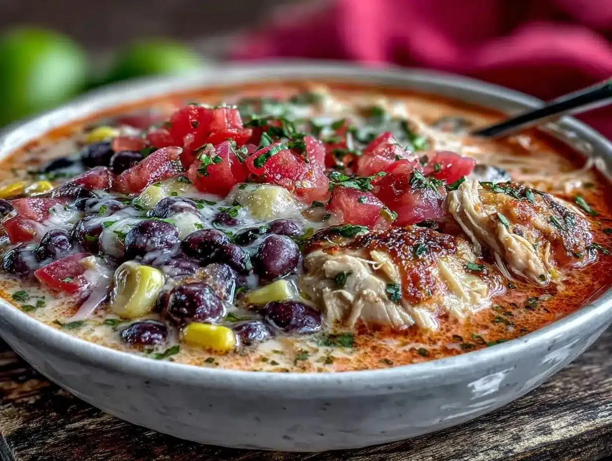 Creamy Crockpot Chicken Chili Recipe Easy Healthy Low Carb Dinner 4 creamy crockpot chicken chili preparation steps