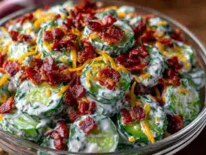Home 4 creamy cucumber salad with bacon and cheese - featured image