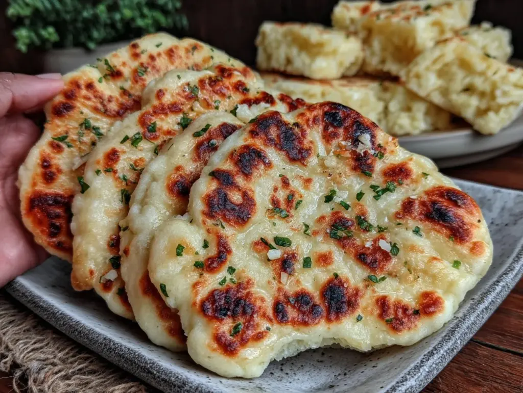 crispy garlic flatbreads - featured image