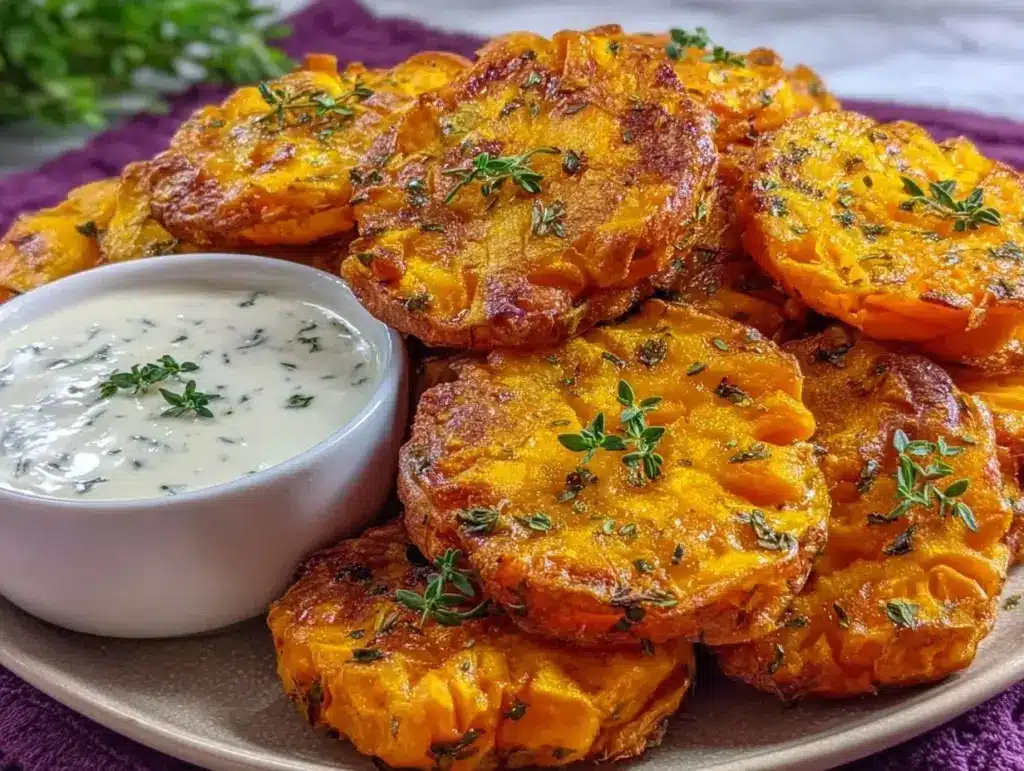 crispy smashed sweet potatoes - featured image
