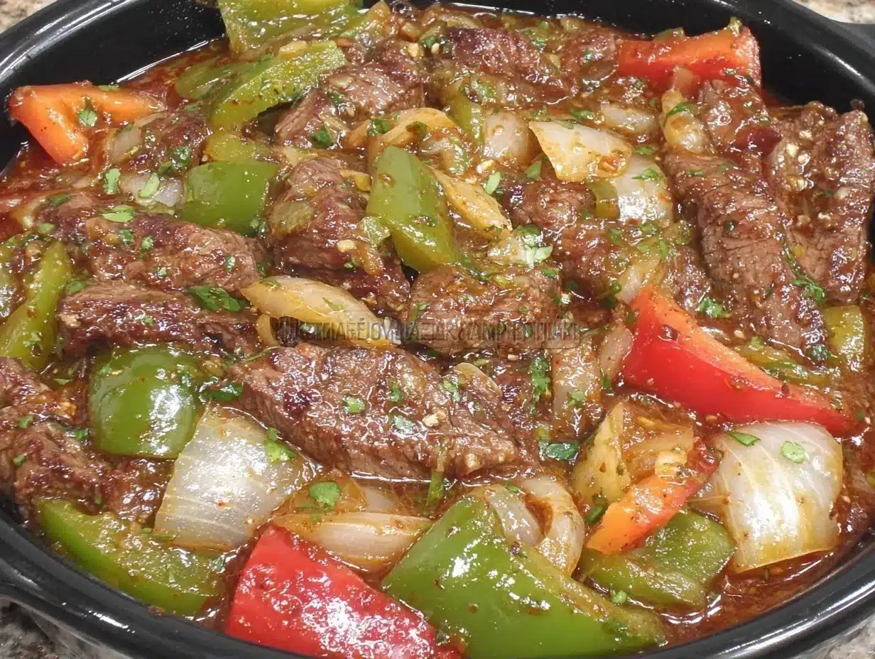 Crock Pot Pepper Steak Recipe Easy 5-Ingredient Tender Slow Cooker Meal 4 crock pot pepper steak recipe preparation steps