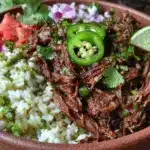 crockpot beef barbacoa taco bowls - featured image