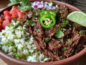 Home 4 crockpot beef barbacoa taco bowls - featured image