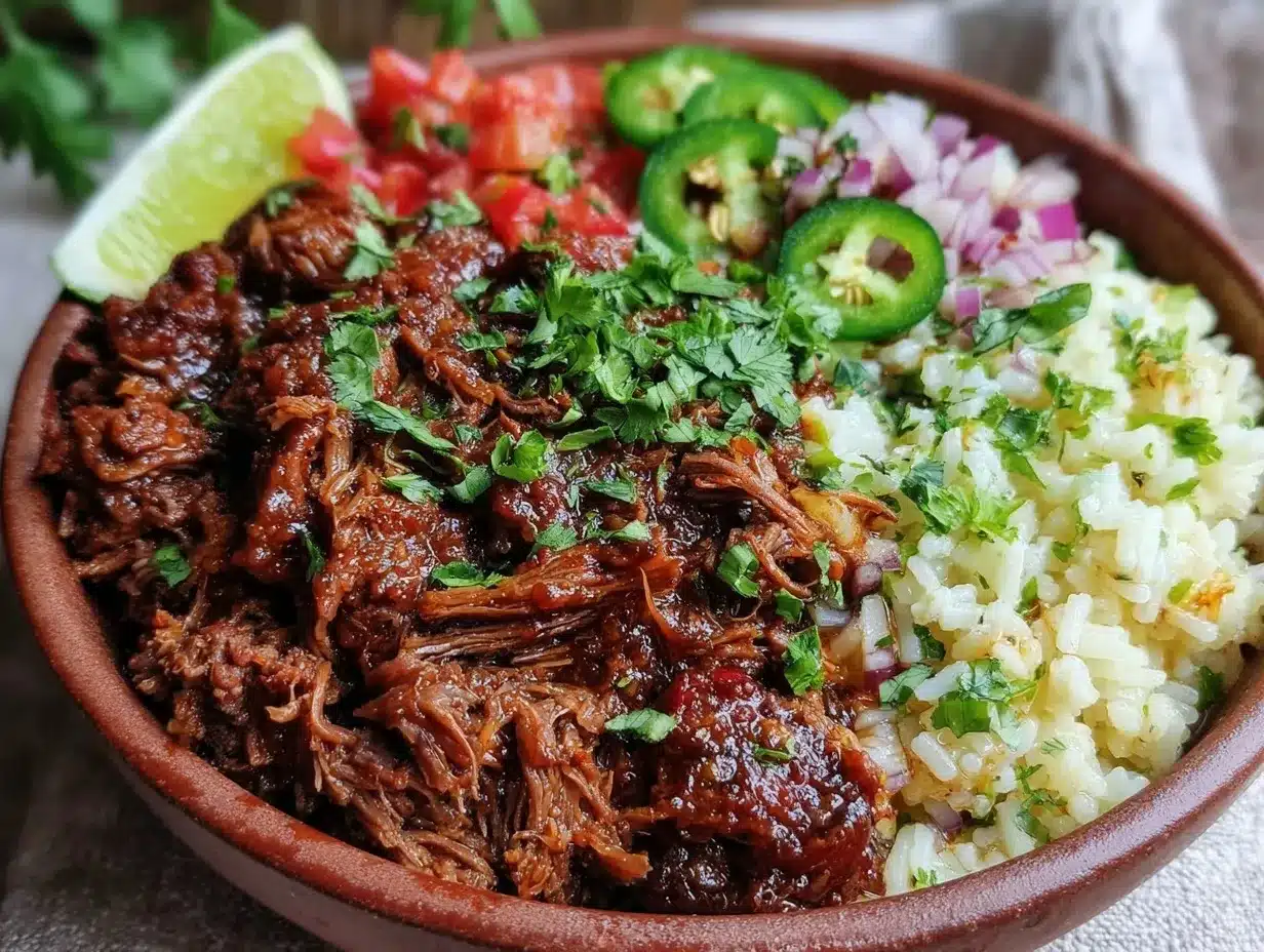 Crockpot Beef Barbacoa Taco Bowls Easy Recipe for Tender Slow-Cooked Beef 4 crockpot beef barbacoa taco bowls preparation steps