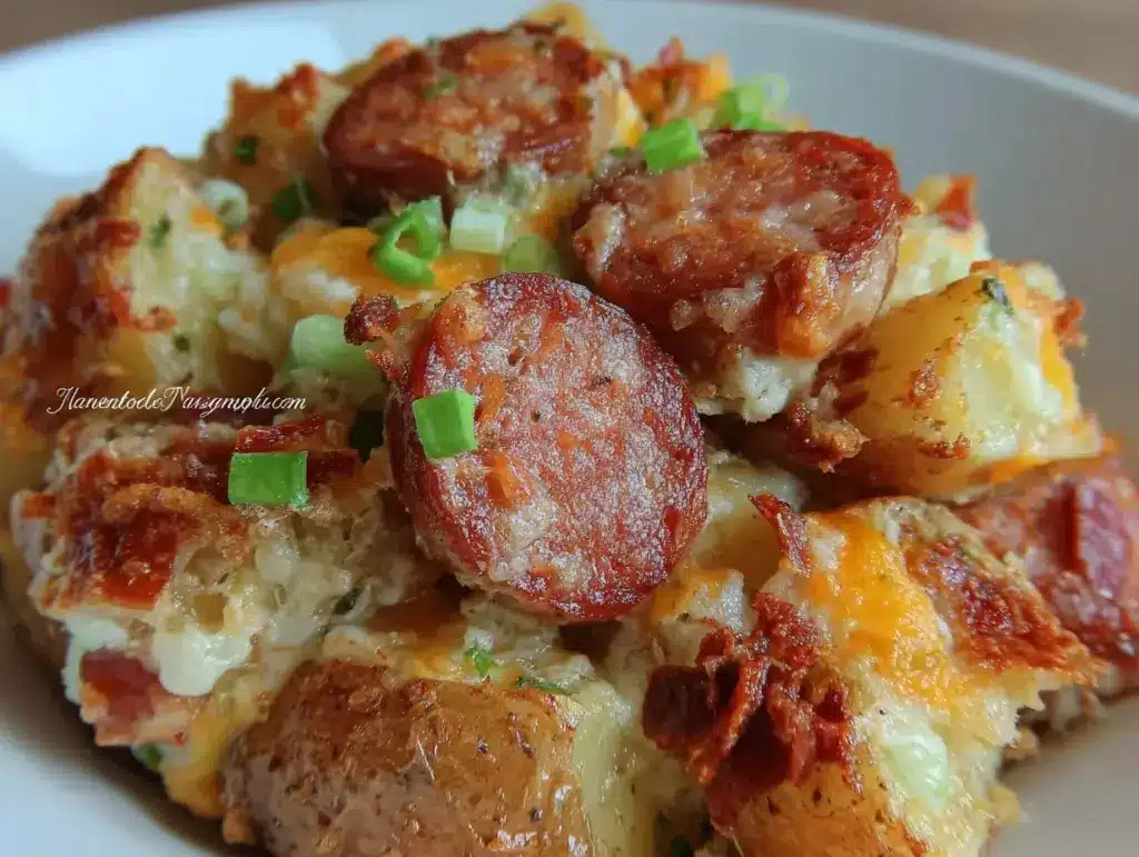 Home 3 crockpot cheesy kielbasa meal - featured image