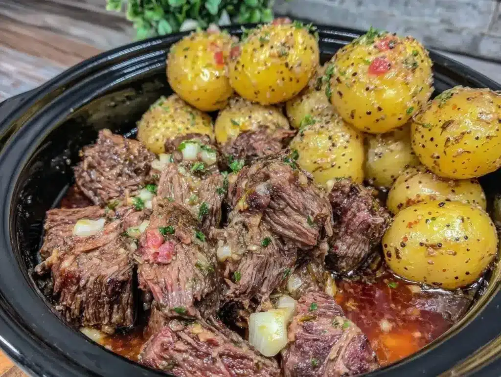 crockpot garlic butter beef bites - featured image