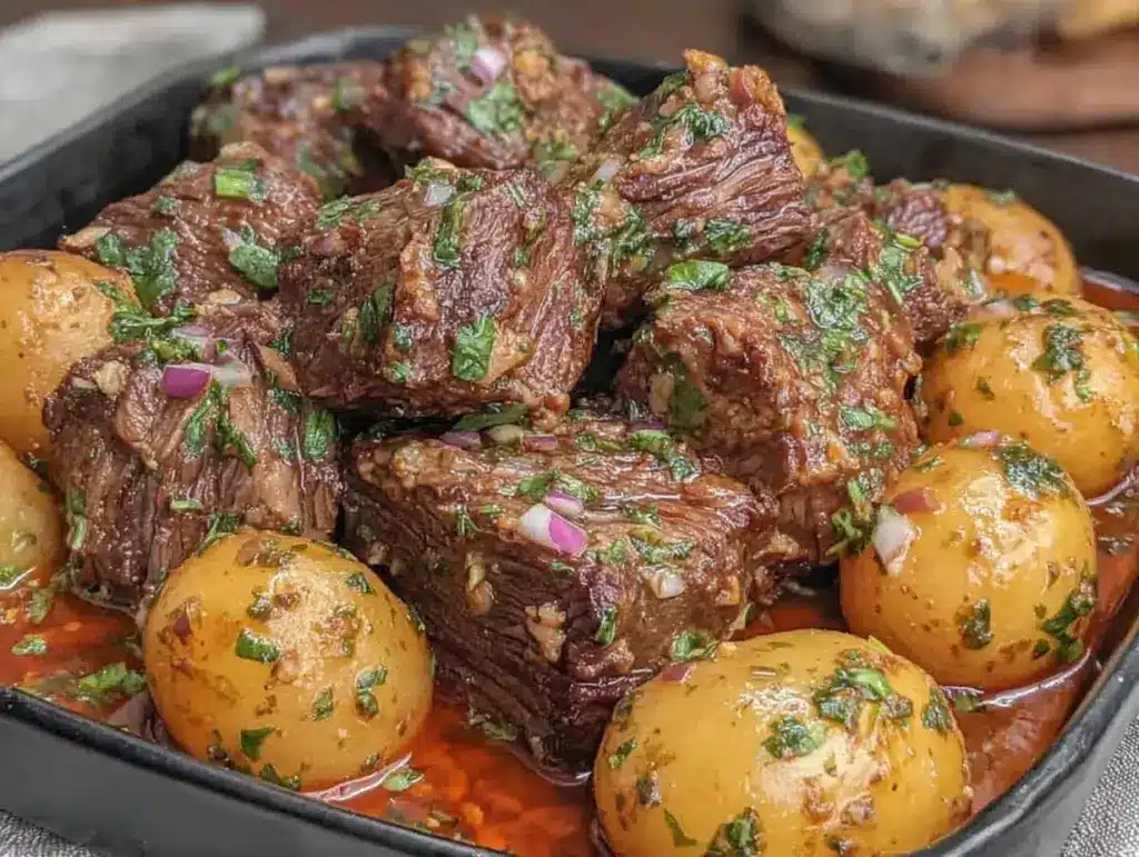 Home 2 crockpot garlic butter beef bites - featured image