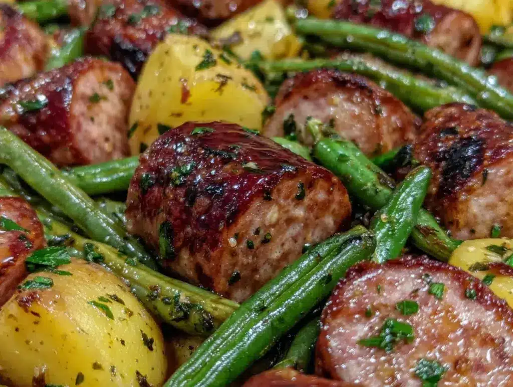 crockpot sausage and green beans - featured image