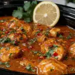 easy crockpot thai peanut chicken - featured image