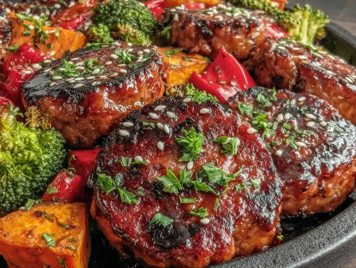 Honey Garlic Sausage Sheet Pan Dinner Easy 30-Minute Recipe 4 honey garlic sausage sheet pan dinner preparation steps