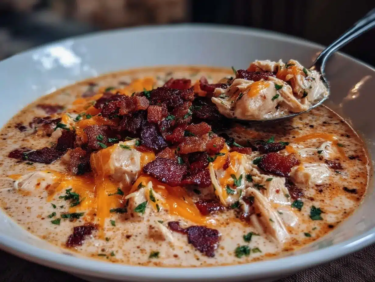 Keto Chicken Cream Cheese Soup Recipe with Tender Chicken and Crispy Bacon Made Easy 4 keto chicken cream cheese soup preparation steps