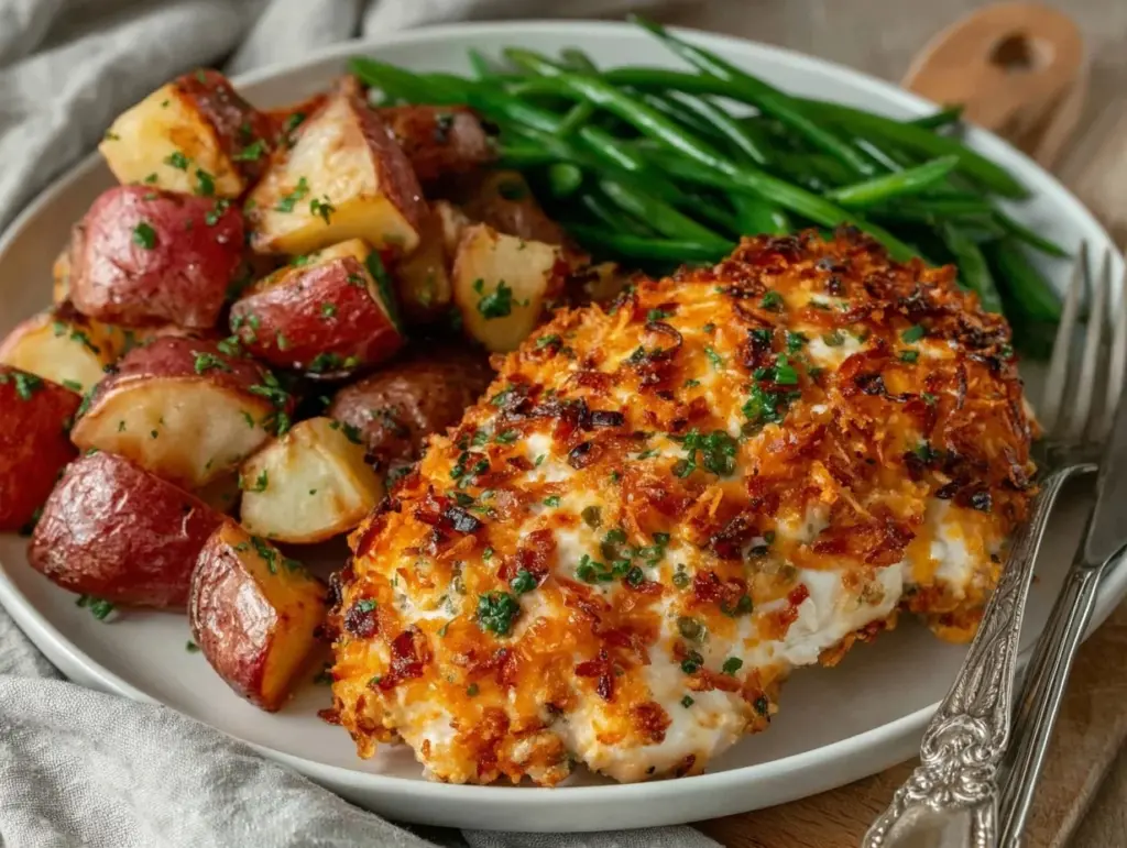 Home 3 Parmesan crusted chicken sheet pan dinner - featured image
