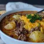 slow cooker hamburger potato soup - featured image