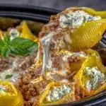 slow cooker stuffed shells with meat - featured image