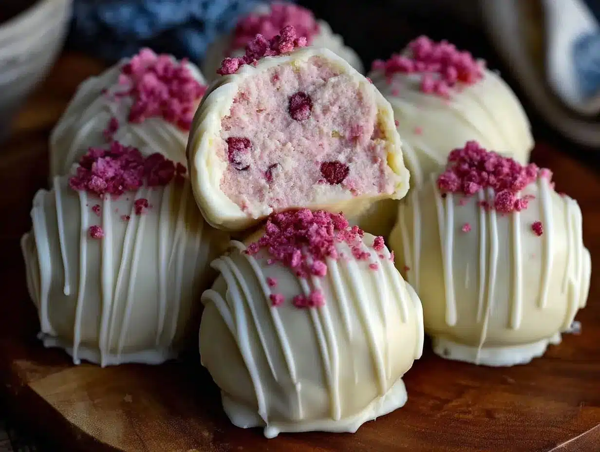 Strawberry Cheesecake Truffles Recipe Easy No Bake Dessert Treats 4 strawberry cheesecake truffles preparation steps