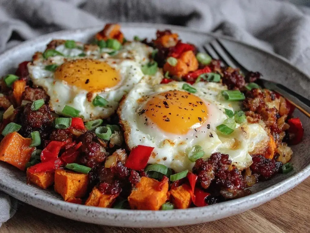 sweet potato breakfast hash with sausage - featured image