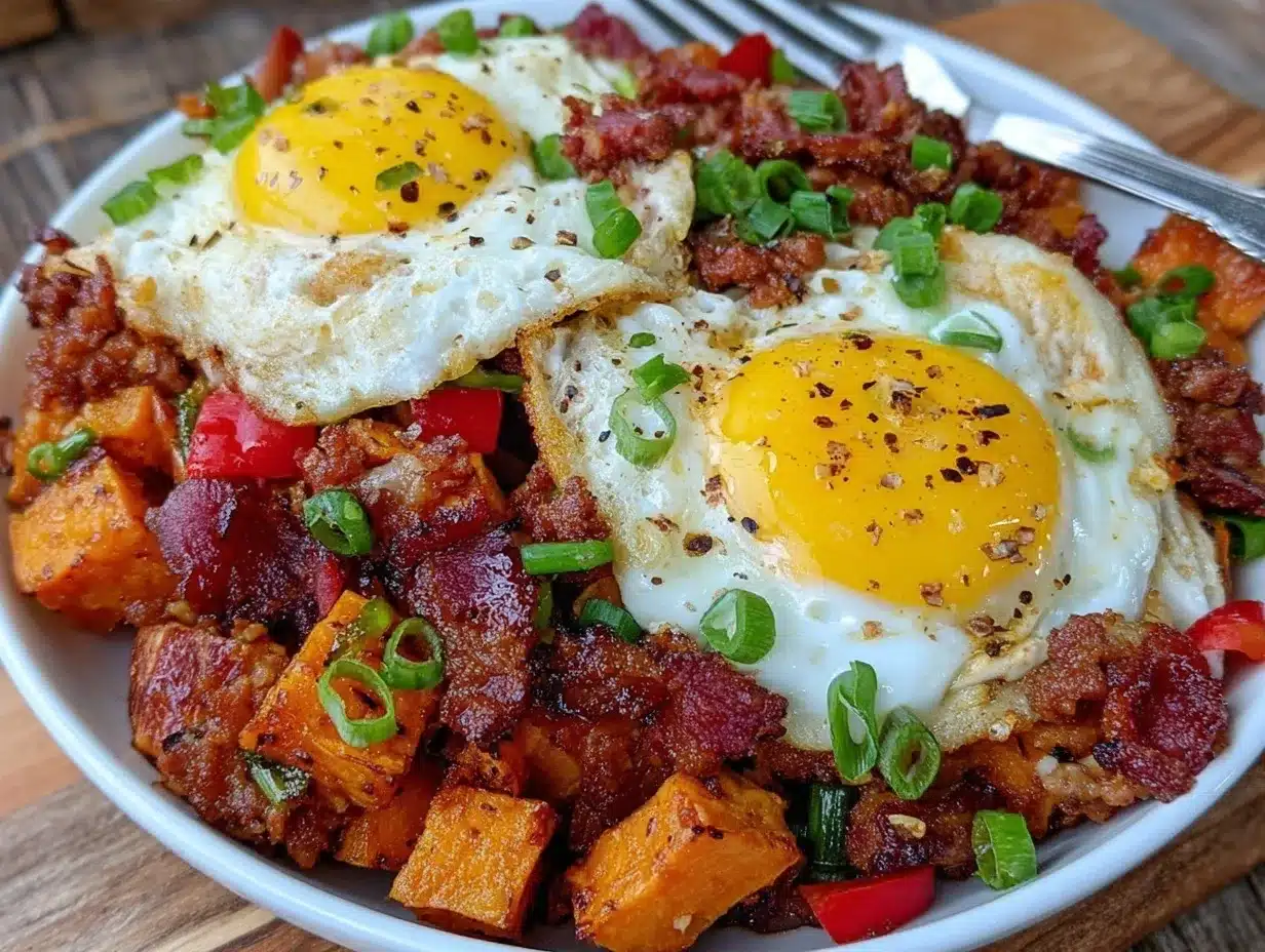 Sweet Potato Breakfast Hash with Sausage Easy Crispy Morning Meal Recipe 4 sweet potato breakfast hash with sausage preparation steps