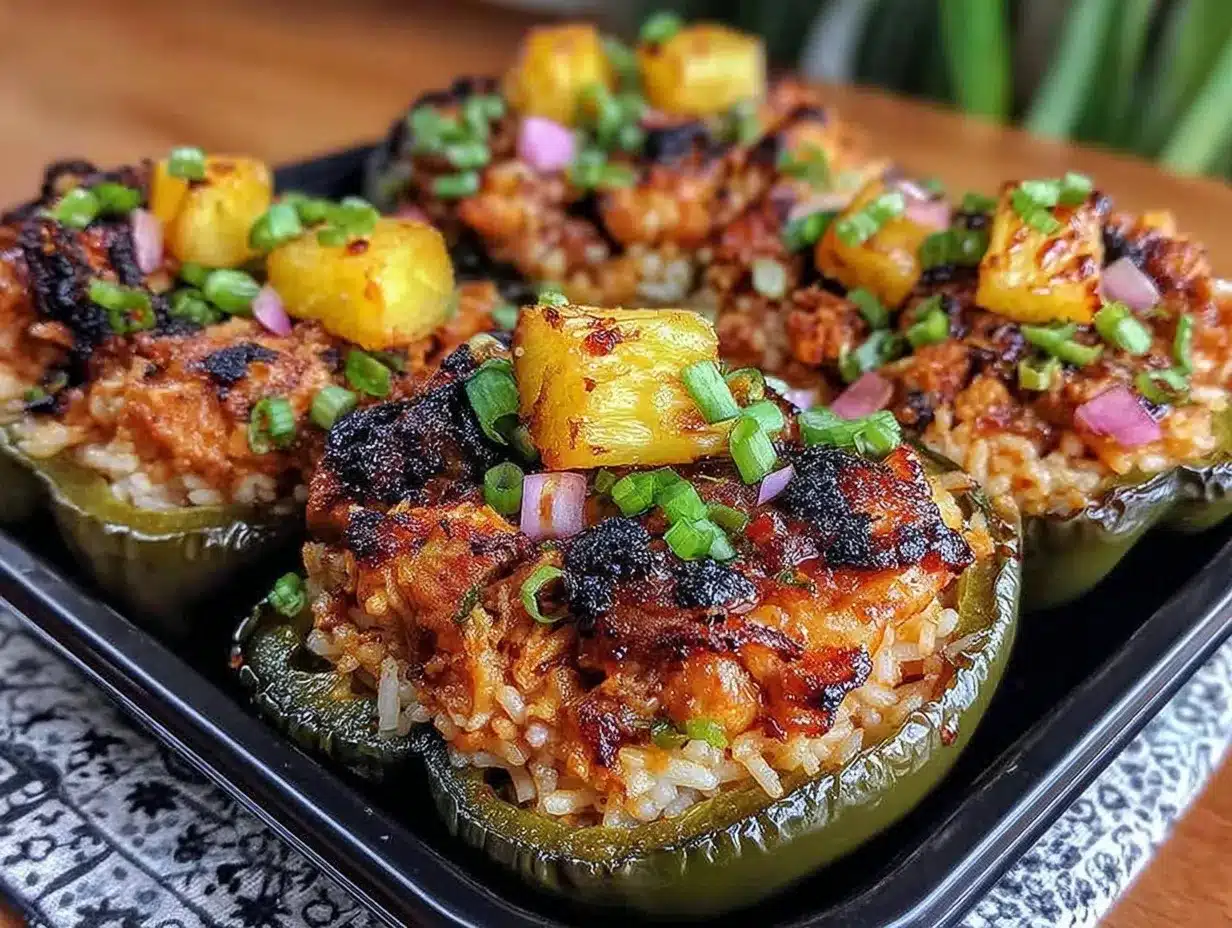 Teriyaki Pineapple Chicken Stuffed Peppers Easy Family Dinner Recipe 4 teriyaki pineapple chicken stuffed peppers preparation steps