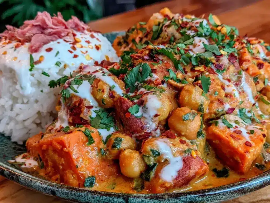 vegan sweet potato and chickpea curry - featured image