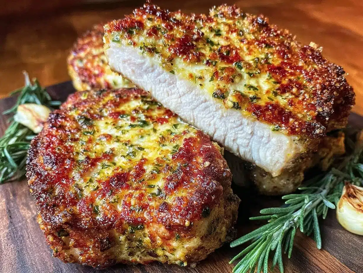 Air Fryer Pork Chops Garlic Herb Crust Recipe Ready in 12 Minutes 4 air fryer pork chops garlic herb crust preparation steps