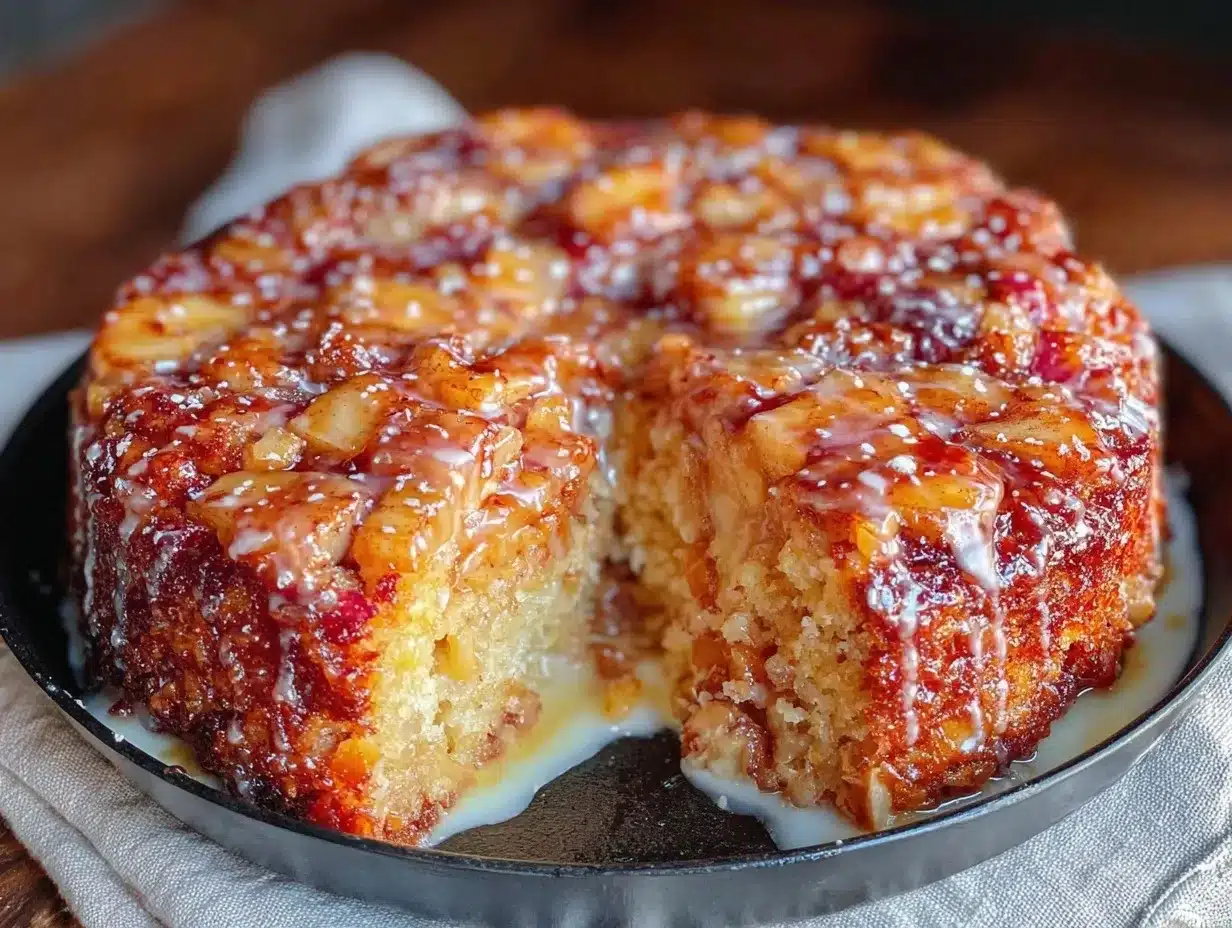 Brown Butter Apple Cinnamon Skillet Cake Easy Homemade Recipe with Vanilla Glaze 4 brown butter apple cinnamon skillet cake preparation steps