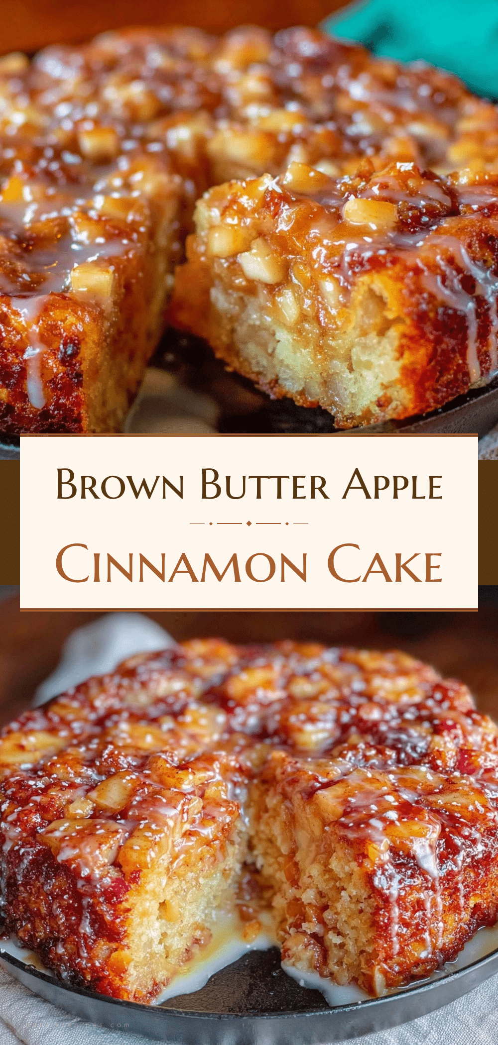 Brown Butter Apple Cinnamon Skillet Cake Easy Homemade Recipe with Vanilla Glaze 5 brown butter apple cinnamon skillet cake recipe