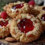 brown butter raspberry almond thumbprint cookies - featured image
