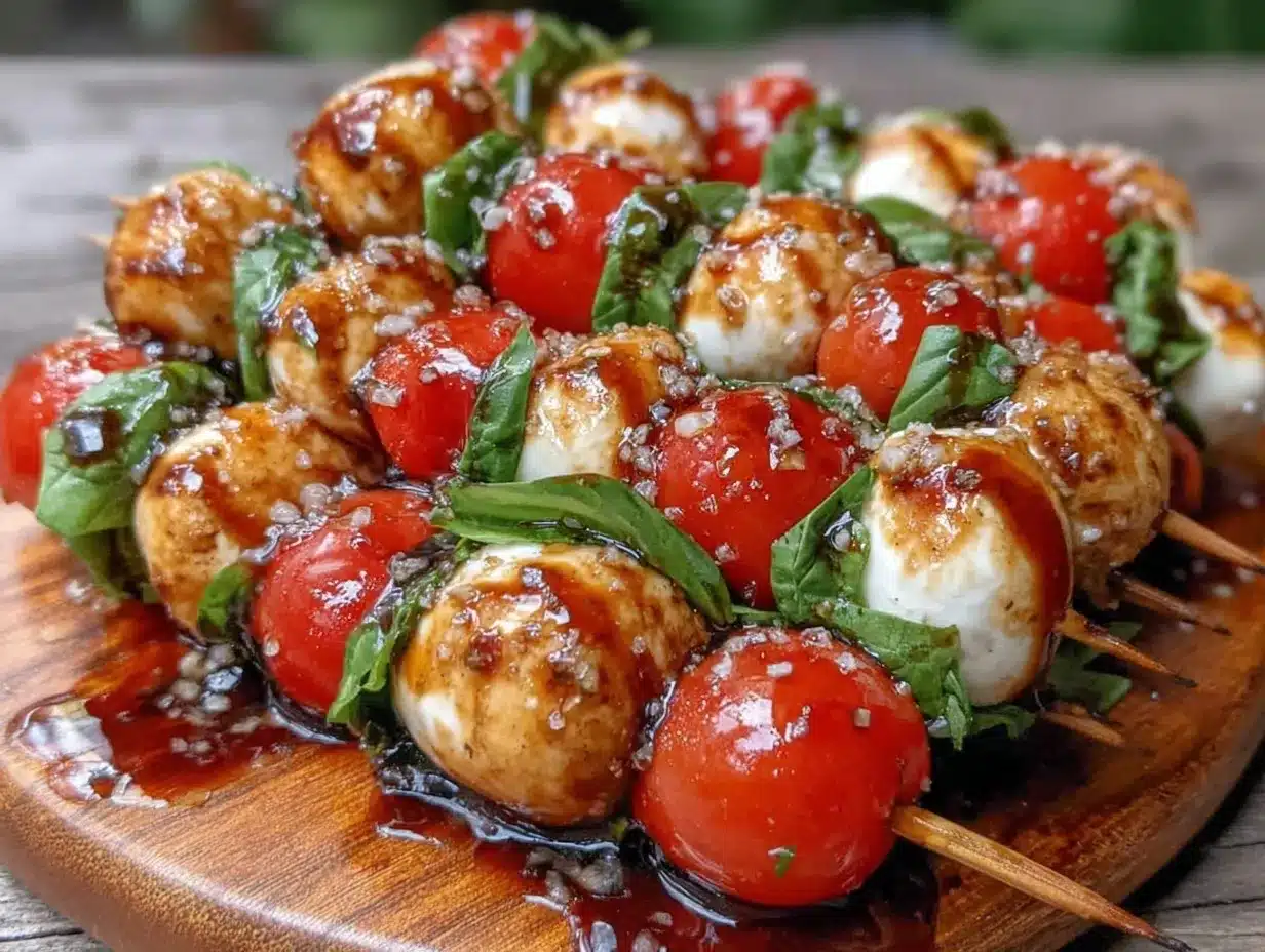 Caprese Skewers with Fresh Mozzarella Easy Recipe Ready in 10 Minutes 4 Caprese Skewers with Fresh Mozzarella preparation steps